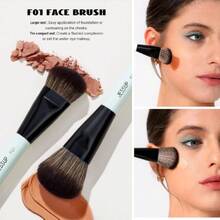 Brushes 2pcs Double Sided Foundation Brush Contour Brush Dual Ended Eye Blending Brush, Multi-Functional Cosmetic Brush Bright Cyan T502,38051919 - Rỉ Nâu - Xem 6