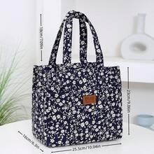Túi đựng cơm trưa bằng nylon dày dặn in họa tiết hoa, túi đựng cơm hộp di động, túi giữ nhiệt có lớp lót nhôm, khóa kéo, thích hợp cho bữa trưa, dã ngoại, đi làm, ăn ngoài trời, hộp đựng cơm giữ lạnh hàng ngày, chống thấm nước, dung tích lớn, dành cho nữ và nam, thích hợp cho dã ngoại, quà tặng tựu trường cho nữ, đồ dùng cần thiết khi cắm trại. - Màu xanh hải quân - Xem 3