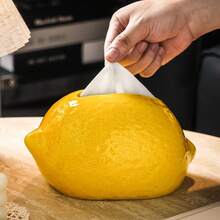 1个创意逼真陶瓷柠檬造型纸巾盒，北欧风格亮黄色水果3D纹理日常纸巾收纳家居装饰，乔迁礼物，四季皆宜 - 彩色 - 查看 6