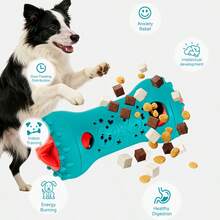 宠物哑铃慢食喂食器，狗狗零食分配器，互动益智玩具 - 藍色 - 查看 2