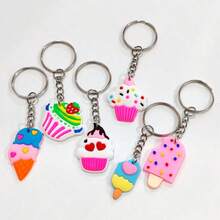 6pcs Assorted Ice Cream & Popsicle Shaped Keychains, Cute Frozen Treat Keyrings, Suitable For Classroom Prizes, Student Rewards, Holiday Gifts, Party Favors, Backpack & Car Decor, Small Gifts - Multicolor - View 14