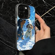 Funda de Teléfono Color Azul Patrón de Perros en la Nieve para iPhone 14 13 12 Pro Max y  Galaxy S23 S22 S21 Opción de Regalo Ideal para Todas las Estaciones - Negro - Ver 4