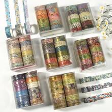 12卷/盒复古箔纸蝴蝶花卉图案和纸胶带，易撕不伤纸，创意蝴蝶植物花卉设计贴纸，适用于剪贴簿和日记信封装饰，送朋友的礼物