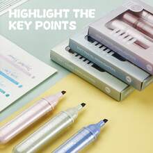 12-Color Soft Pastel Highlighter Pen Set, Large Capacity, Multi-Color Options, Student Stationery, Fluorescent Marker, Non-Bleed, Slanted Tip Design For Bible, Planner, Drawing, Office Coloring - Highlighter - View 4