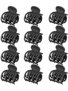 1 Pair 1.6 Inch (Approx. 4.1 Cm) Medium Matte Non-Slip Double Teeth Hair Clips, Suitable For Thin Hair, Women Accessories For Short Hair Women Claw Clip Elegant Hair Claw - Multicolor - View 8