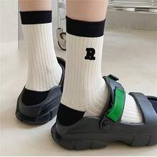 5 Pairs Black & White Casual Everyday Wear Sports Socks - Multicolor - View 6