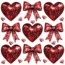 1pc Iron On Heat Tranfers   Valentine's Day Iron-On Patches - Red Glitter Heart & Bow Design, Washable DTF Vinyl Transfers For T-Shirts, Fabric Crafts, DIY Party Favors, Holiday Decorations & Anniversary Celebrations, Valentines Decorations - L - 查看 1