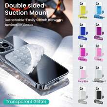 2个装透明硅胶双吸盘车载手机支架 - 免提自拍/视频支架，兼容/安卓手机，防滑仪表盘垫 - 新年车载小工具，冬季公路旅行必备，旅行配件，节日科技礼品，通用车载收纳袋 - 彩色 - 查看 8