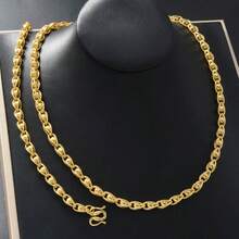 2件套优雅18K镀金镂空编织项链手链首饰套装，复古风格，适合女性日常、派对、活动、节日佩戴 - 金色 - 查看 7