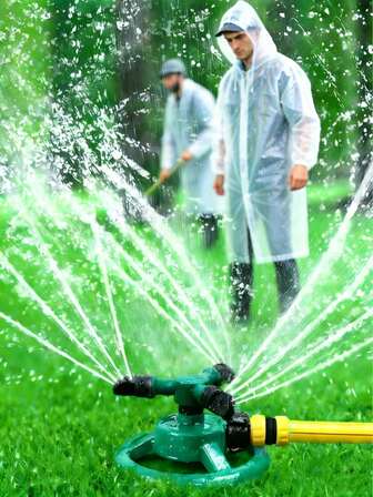 360°旋转可调草坪洒水器，附赠随机颜色一次性雨罩，家用花园庭院自动灌溉工具，草坪喷头