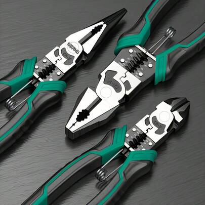 1pc Multi-Functional Wire Stripper Pliers, Industrial Grade Pointed Nose Pliers, Diagonal Pliers, Steel Wire Cutters, Chrome Vanadium Steel Durable Wire Stripping Pliers, Crimping, Cutting, Stripping, Winding Multi-Purpose Pliers, Suitable For Home Improvement And Electrical Work