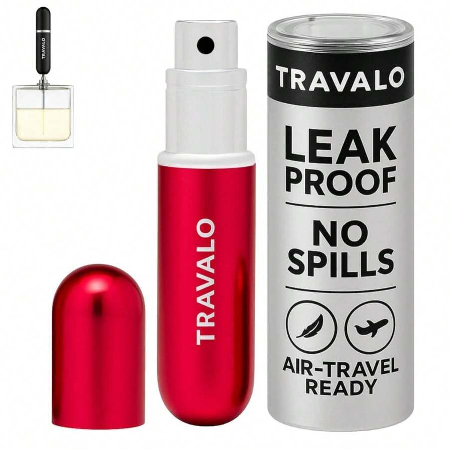 Travalo Classic HD Perfume Atomizer - Leak-Proof And TSA Approved For Air Travel - Reusable, Airtight, Easy-Fill Mini Pump Sprayer - Lightweight, Elegant Design W/Volume Window - Red 0.17oz - MàuF - Xem 1