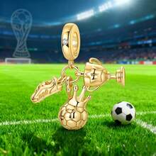 Silver Plated Charms Golden Butterfly Tassel Horseshoe Football Cup Golden Robot Dog Cross Life Tree Crow Lotus Flower Multi Element Series Beads Charm Fit Original Bracelet Charm Beads Necklace Diy Female Jewelry - Multicolor - View 5