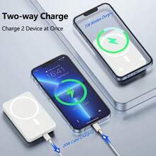GAWFOLK 白色 10000mAh 磁吸无线充电宝，便携式充电器，兼容 16/15 Pro Max/14 Pro/13/12 等安卓手机，便携式手机充电器，旅行必备，22.5W 快充，磁吸式电池组充电站。这款便携式充电器配备 Type-C 接口，是户外旅行和应急备用电源的理想迷你充电宝，旅行必备，情人节礼物佳选。 - 升級快充10000mAh白色 - 查看 3