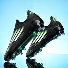 男士足球鞋，经久耐用，适用于天然草坪和人造草坪，男女皆宜。 - 黑色 - 查看 2