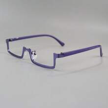 Pure And Alluring Red Semi-Rimless Glasses Frame, Y2K Style, High-End, Sophisticated, Anime-Inspired, Lensless Frame For Eye Decoration. - 粉色 - 查看 7