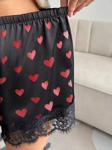 Satin Silk Boxers Shorts For Women Y2k Lace Trim Micro Mini Pajama Shorts French Knickers Low Rise Coquette Lounge Slip Pj Bottoms - Đỏ - Xem 8