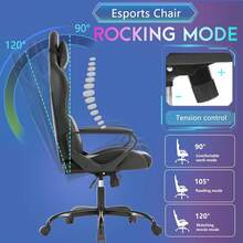 Ergonomic Racing Desk Chair Gaming Chair Computer Chair With Armrests 360° Swivel & Caster Pu Desk Task Chair Executive Headrest Lumbar Support For Back Pain Women Men And Adults (Grey) - 灰色 - 查看 6