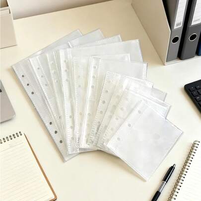 A5/A6/A7/A8 Size Transparent Matte Binder Inner Pages, Sticker Book, Sticker Backing, Stamp Album, Cultural Stamp Pages, Ink Pad Replenishment Pages, 3D Sticker Book Sticker Board, Sticker Book Making, Book Cover, Office Supplies 10pcs Matte Sleeves (Random Style).