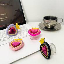 韩版ins风爱心皇冠水钻装饰透明气垫手机支架，桌面及视频观看两相宜 - 彩色 - 查看 11