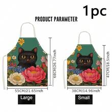 1pc Cat Pattern Printed Apron, 100% Polyester, Sleeveless, Neck Strap Design, Suitable For Cooking, Baking And Entertainment, Great For Home Kitchen, Parties, Outdoor BBQ, Baking Apron | Vibrant Apron | Polyester Apron | Printed Apron - Multicolor - View 10