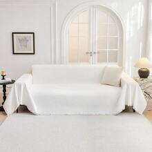 HOME Funda de sof de 2 asientos para perros, lavables, para asiento de amor, reclinable, futn, protector de muebles con borlas, tela suave antideslizante, 71 x 102 pulgadas, color blanco - 71x1020Blanco - Ver 9