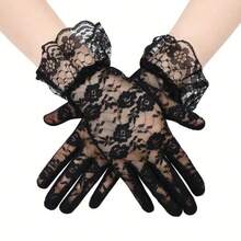 1pcs D EXCEED Women's Elegant Vintage Lace Gloves - Floral Soft Pink, Wedding, Party, Tea Party Gloves - No Power Required Formal Dress Up Accessories, Suitable For Bridal, Opera, Prom - Timeless Elegance, Exquisite Craftsmanship - màu đen - Xem 1