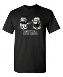 Una sal con un arma mortal diseño sarcástico de juguetones camisetas gráficas de humor idea de regalo novedosa para Navidad cumpleaños fiesta camiseta divertida para hombres - Negro - Ver 1