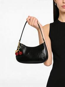 Women Shoulder Bags.Black Purse,Bag Charms,Women's Fall Outfits, Floral Patterned Fabric, Cute Pendant Decor, Cherry Pendant, Women's Minimalist One Shoulder Bag, Zipper Closure, Retro Style, Underarm Bag, Suitable For Multiple Occasions,Bolsos De Mujer,Cartera Mujer,Purses,Bags,Purses And Bags Women,Black Purse,Bolsos,Purse Accsesories,Carteras,Valentine's Day,New Year - màu đen - Xem 7