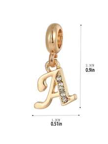 1pc Fashionable Zinc Alloy Rhinestone Letter Pendant, Suitable For DIY Jewelry Making - Gold - View 7