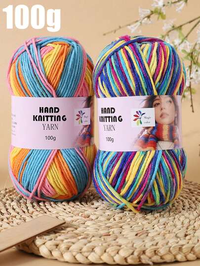 8-Ply Acrylic Multicolor Dip-Dyed Yarn, 1 Skein 100g, Approx. 5110 Inches Per Skein, Suitable For Crocheting, Knitting, Crafting Elf Hats, Witch Hats, Scarves, Shawls, Cardigans And Various DIY Projects