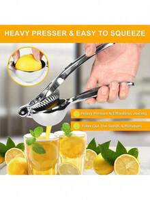 Heavy Duty Stainless Steel Manual Citrus Juicer - Efficient Lemon, Lime, Grapefruit Press With Sharp Blades, Easy Clean Design - Suitable For Commercial And Home Kitchens - Ideal Kitchen Gift For Cooking, Bartending, Cafes - Durable Citrus Juice Tool, Lemon Squeezer, Bartending Accessories, Ergonomic Handle, Sturdy Structure, Ideal For Cafe Owners, Bar Accessories, Handheld Tool, High-Quality Metal, Professional Chef's Special - 銀色 - 查看 6