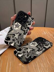 1件装时尚独特星形图案竖条纹高端仿皮防摔防指纹防震手机壳，适合作为生日、节日礼物送给朋友、家人、情侣，兼容苹果及其他型号手机。 - 彩色 - 查看 2