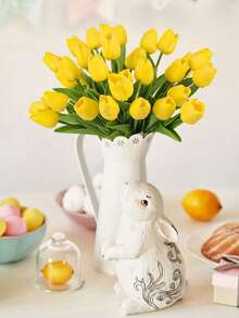 1/5/10/20支仿真黄色郁金香渐变粉色装饰花束，适用于家居装饰、情人节礼物、酒店、派对、婚礼、桌面摆设，美丽无异味 - 黃色 - 查看 6