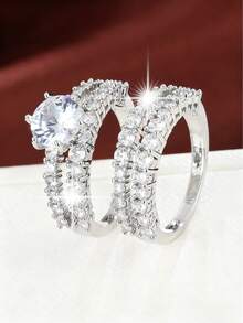 1 Set Exquisite Full Diamond Luxury Unique Design Ring Jewelry, Engagement Ring - Ring - View 2
