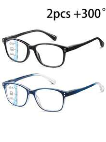Progressive Multifocus Reading Glasses For Men Women Blue Light Readers Spring Hinge No-Line Near Range 2-Pack - 透明 - 查看 12