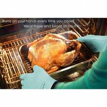 KITCHEN PERFECTION XL Silicone R Oven Gloves -Extreme Heat Resistant BBQ Gloves -Handle Hot Food Right On Your Grill Fryer & Pit | Waterproof Oven Mitts Grill Gloves |Superior Value Set+3 Bonuses,X-Large,Turquoise - Turquoise - View 8