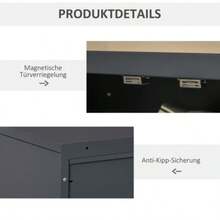 Louvered Door Filing Cabinet, Storage Cabinet, Metal Cabinet With 2 Adjustable Shelves, 75 X 33 X 110 Cm, Grey - Grey - View 6