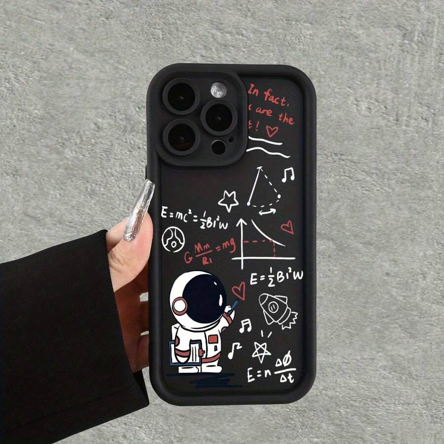 Funda de Teléfono Personalizada con Tema de Exploración Espacial, Exquisito Patrón de Astronauta Pintado a Mano, Adecuada para iPhone 16 15 14 13 12 11 XS XR X 7 8 Mini Plus Pro Max SE Series, Adecuada para Hombres y Mujeres como Regalos de Cumpleaños o Festivos - Colores mixtos - Ver 1
