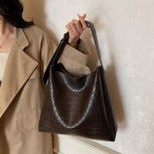 [Nueva ]Bolso cruzado de mujer elegante y versátil diseño inclinado de moda para otoño e invierno bolso de mano pequeño con estilo coreano - Café - Ver 3