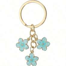 XJJX Flower Keychains Charm, Cherry Blossom Enamel KeyChains Cute Floral Keyring - 紫色 - 查看 7