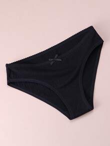 7Pcs/Set Women's Cotton Briefs Panties Underwear Comfortable Breathable Female Lingerie - 黑色 - 查看 8