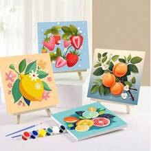 4幅无框数码油画，尺寸20x20厘米/8x8英寸，含颜料和画笔，DIY简易丙烯颜料套装，艺术工艺品，家居装饰，最佳减压礼物，适合初学者和成人。 - 明亮 - 查看 7