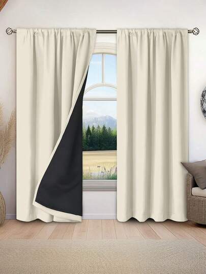 1pc Blackout Thermal Curtain - 99% UV-Resistant Polyester, Rod Pocket Hanging, Non-Bleachable Plain Weave, Bedroom Art Theme, Coated Blackout Thermal, Noise Reducing - Ideal For Bedroom, Farmhouse And School Deep Sleep