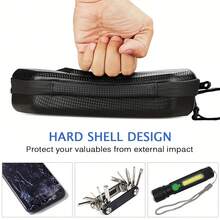 Motorcycle Side Bag - Hard Shell, Double Zipper Closure, Adjustable Shoulder Strap, Universal Fit For Motorcycle Handlebar Diameter, Motorcycle Accessory, Riding Gear Hard Shell Storage Bag - Hard-shell Side Bag - View 3