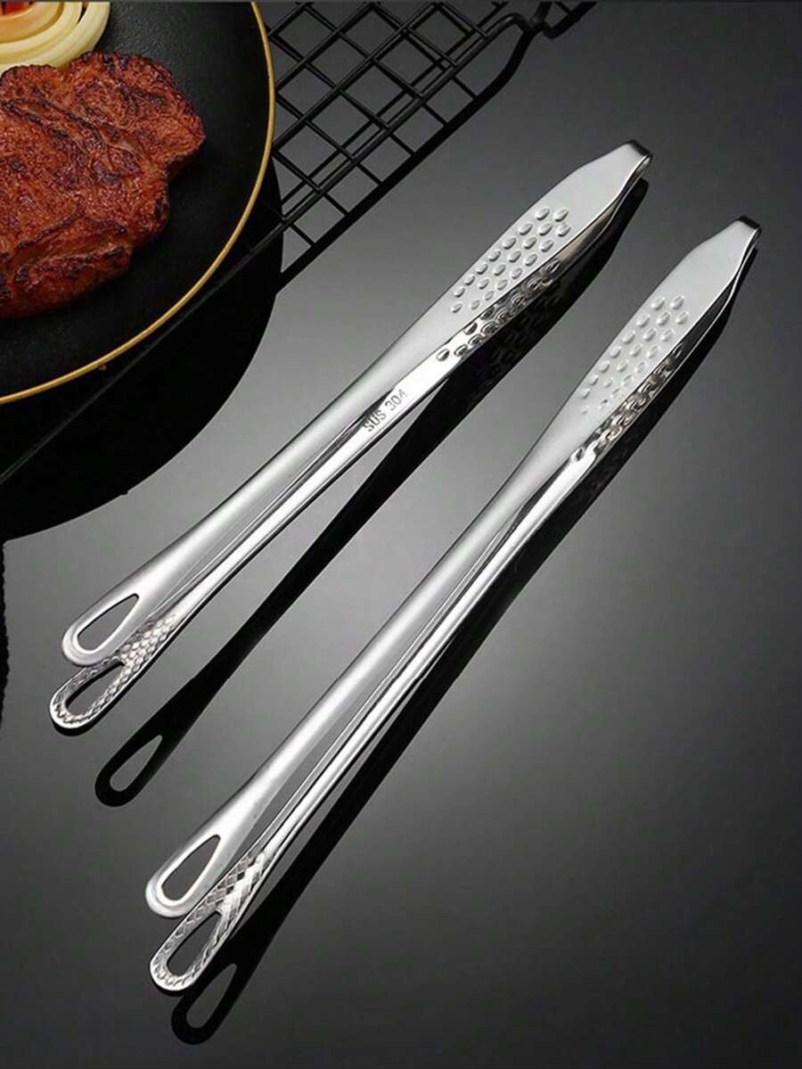 3pc Stainless Steel Food Clip/Tongs, Multi-Function For Kitchen, Home, Self-Serve, Hotel, Barbecue