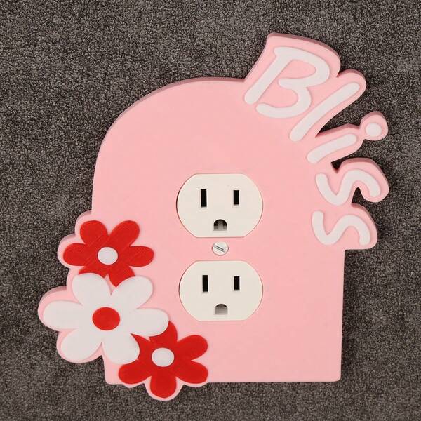 1ชิ้น ฝาครอบเต้าเสียบตกแต่งลายดอกไม้, โคมไฟสไตล์สีชมพูน่ารัก อุปกรณ์ควบคุมผนัง, แผงตกแต่งตกแต่งผนังบ้าน, มาพร้อมสกรู, ไม่ต้องใช้แหล่งจ่ายไฟ