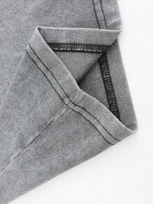 Men's Printed Pattern Washed T-Shirt - Casual Loose Summer T-Shirt With Star And Flame Design, Adult Brown 100% Pure Cotton Round Neck Shirt, Breathable T-Shirt | Avant-Garde Casual Wear | 100% Pure Cotton Printed T-Shirt - Grey - View 3