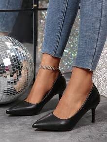 2026春季新款女士高跟鞋，时尚简约休闲轻便，纯色优雅百搭女士新款式 - 黑色 - 查看 2