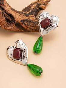 两件套波西米亚风仿宝石水滴形和心形时尚耳环，优雅时尚，适合派对、日常休闲、情侣约会、女士节日生日等场合，百搭珠宝礼品。 - 耳飾 - 查看 8